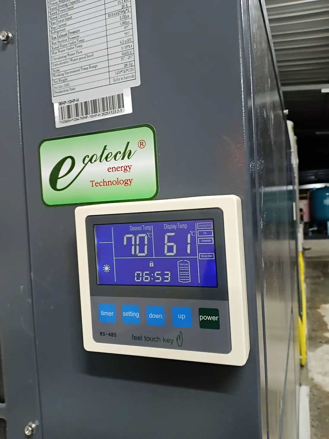 ติดตั้ง Ecotech Heat Pump 1000 ลิตร/ชม. 2 เครื่อง น้ำร้อน 70°C โรงงานซักอบรีด จ.สุราษฎร์ธานี (ซักผ้าฆ่าเชื้อให้โรงพยาบาลรัฐ) - รูปที่ 4